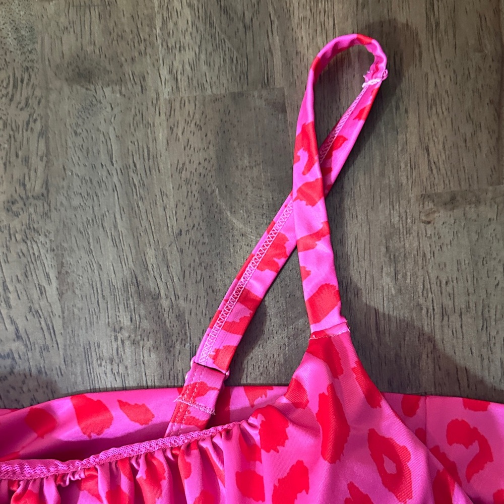 Lane Bryant Hot Pink Leopard Print Tankini Bathing Suit Top Size 18 - Picture 3 of 8